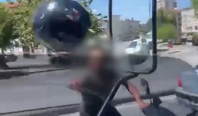 Sürücüye kask fırlatan alkollü motosikletliye 405 bin TL ceza