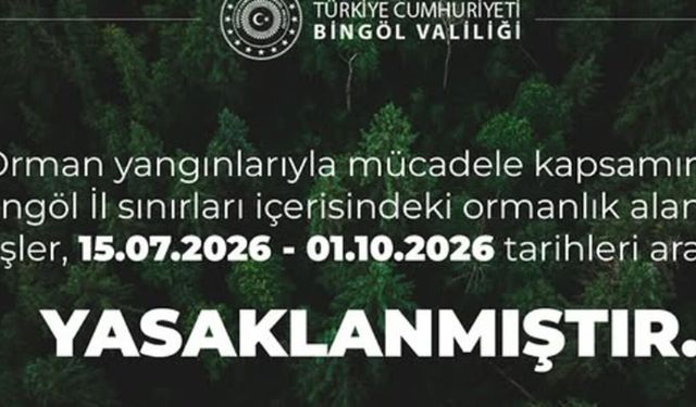 Bingöl'de ormanlık alanlara girişler yasaklandı