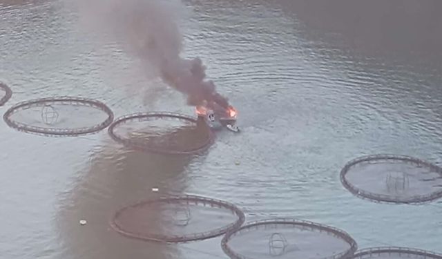 Fırat Nehri'nde tekne alevlere teslim oldu