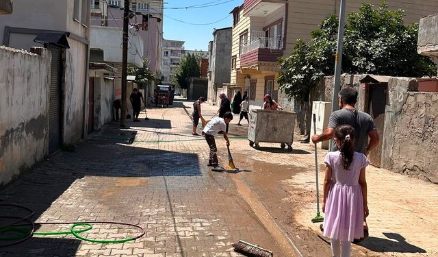 Mahalle sakinleri kendi sokağını temizledi