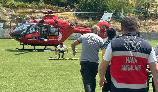 Malatya'da parmağı kopan kadın için ambulans helikopter havalandı