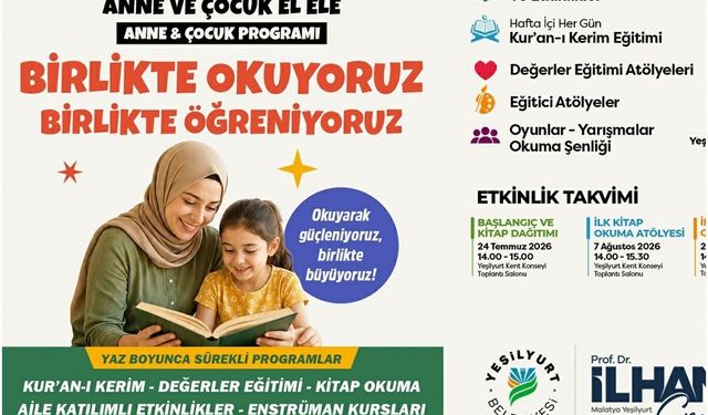 Yeşilyurt’ta "Birlikte okuyoruz, birlikte eğleniyoruz" programları başlıyor