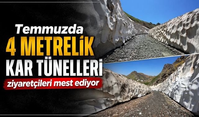Temmuzda 4 metrelik kar tünelleri ziyaretçileri mest ediyor