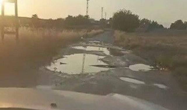 Köy yolundaki çökme ve çukurlar sürücülere zor anlar yaşatıyor