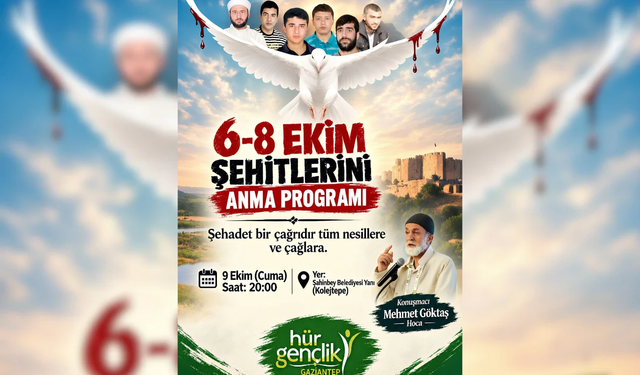 Gaziantep'te 6-8 Ekim şehitleri anma programı düzenlenecek