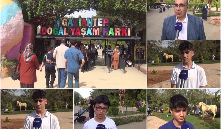 Çocuklar tatil gününde hayvanat bahçesine akın etti