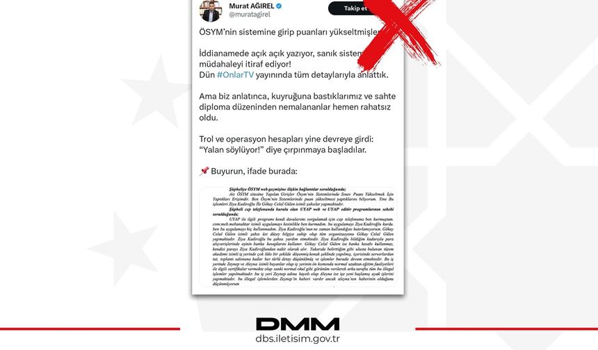 DMM, ÖSYM'de adayların puanlarının değiştirildiği iddialarını yalanladı
