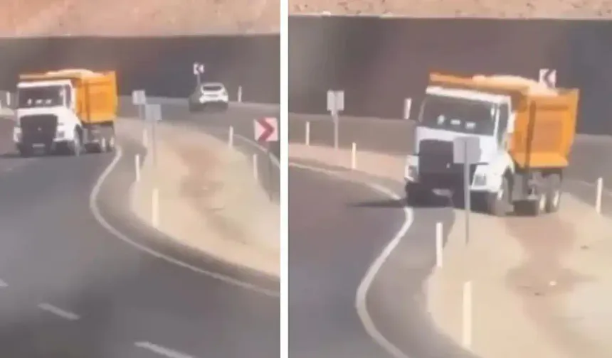 Gaziantep'te hafriyat kamyonu alt geçit duvarına çarptı