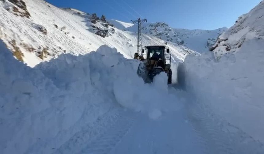 Ağrı'da çığ nedeniyle kapanan köy yolu ulaşıma açıldı