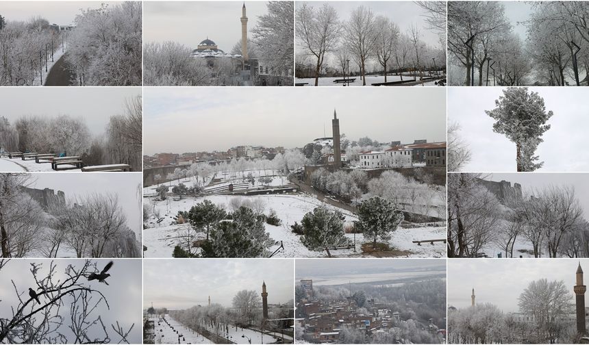 Diyarbakır'da yağmur öncesi kırağı kartpostallık görüntüler oluşturdu