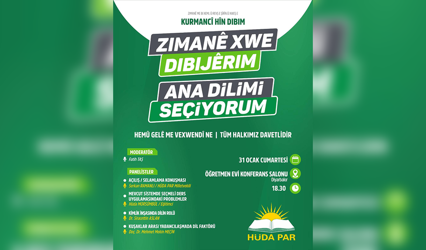 HÜDA PAR Diyarbakır'da "Anadilimi Seçiyorum" paneli düzenliyor