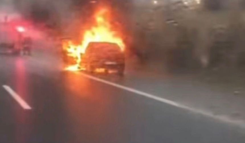 Sürücü alevlerin arasında kalmaktan son anda kurtuldu