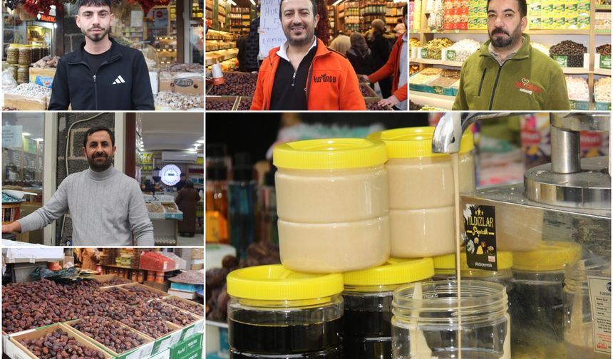 Ramazan ayı öncesi Diyarbakır çarşılarında hurma, tahin ve pekmeze yoğun ilgi