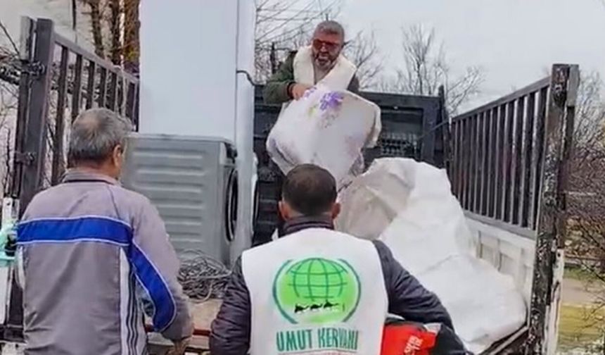 Hazro'da evi yanan aileye Umut Kervanı'ndan destek
