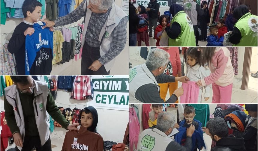 Umut Kervanından Ceylanpınar'da çocuklara giyim yardımı