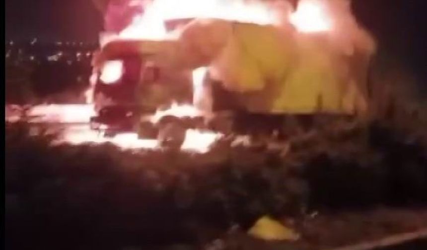 Diyarbakır'da seyir halindeki tır alev topuna döndü