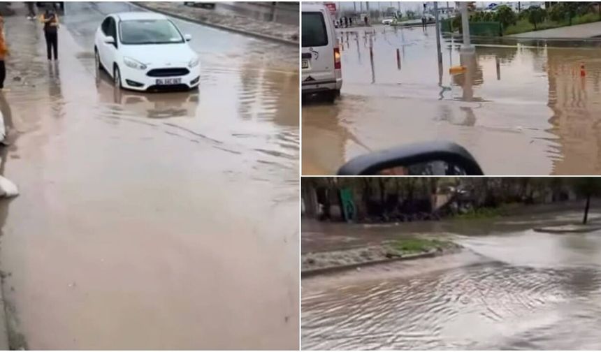 Diyarbakır'da sağanak yolları göle çevirdi