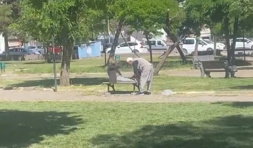Diyarbakır'da amcalar yaşlarına aldırış etmeden parkta mekik çekti