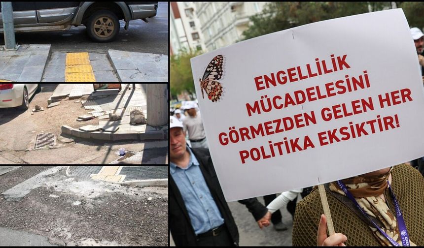 Engelliler için yürüyen Belediye, kaldırımlardaki engellere sessiz