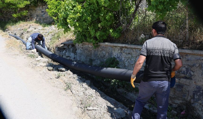 Salkaya Köyü’nde su tahliye hattı çalışması yapıldı