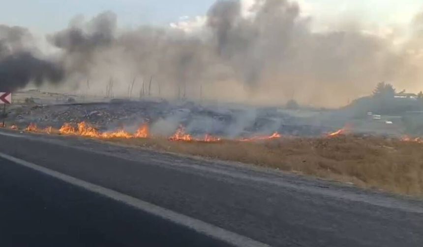Diyarbakır yolunda anız yangını: Ekipler bölgeye sevk edildi