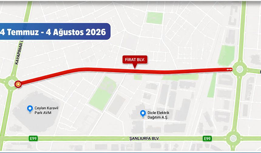 Diyarbakır'da bir güzergâh 1 ay trafiğe kapanıyor