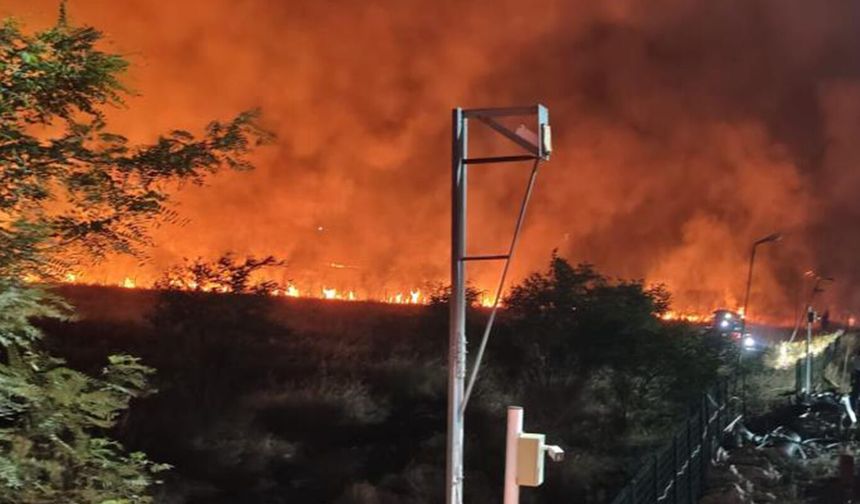 Diyarbakır'daki anız yangını geceyi aydınlattı
