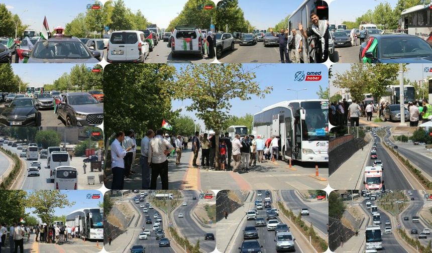 Filistin Konvoyu Diyarbakır'dan Mardin'e uğurlandı