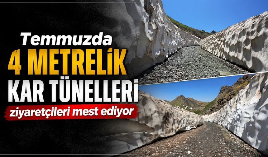 Temmuzda 4 metrelik kar tünelleri ziyaretçileri mest ediyor