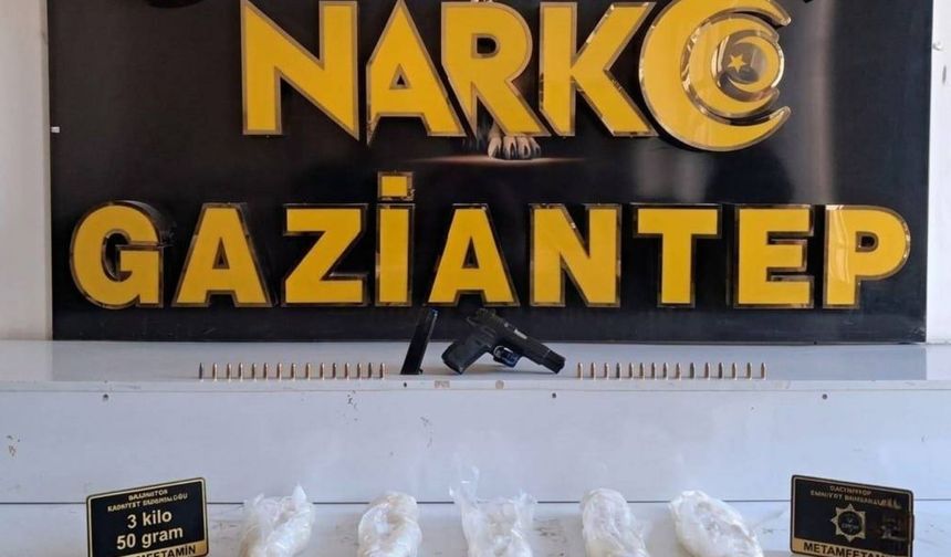 Gaziantep'te 3 kilogram metamfetamin ele geçirildi