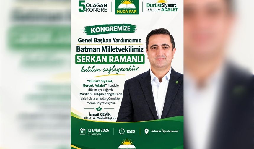 HÜDA PAR Mardin 5'inci Olağan İl Kongresi düzenleyecek