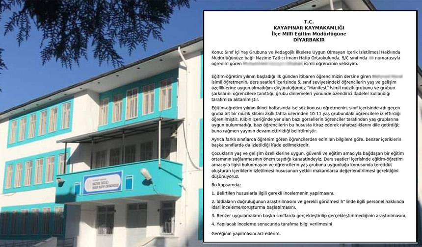 Diyarbakır’da 5'inci sınıflara sapkınlık içerikli klip izletildiği iddiası