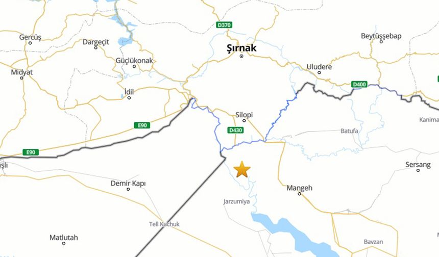 Şırnak'ın yanı başında 3,8 büyüklüğünde deprem!