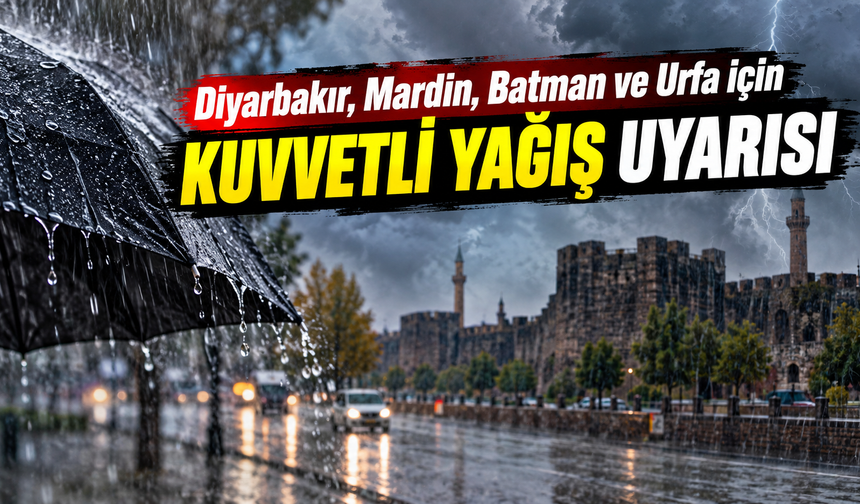 Diyarbakır, Mardin, Batman ve Urfa için kuvvetli yağış uyarısı
