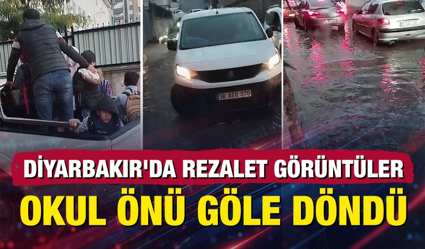 Diyarbakır'da rezalet görüntüler: Okul önü göle döndü, ulaşım kilitlendi